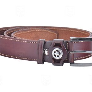 Pas skórzany do kabury czarnoprochowej brązowy